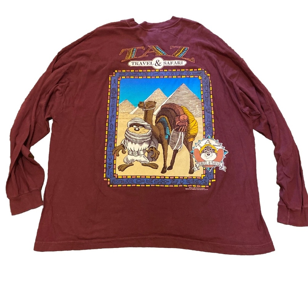 1994 Warner Brothers Taz Travel And Safari Long Sleeve T Shirt XL X-Large